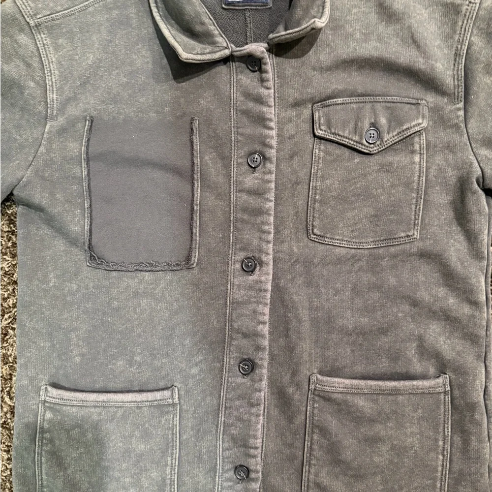 Men's dark green neutral Button-Front sweater with trench coat style - Picture 2 of 5